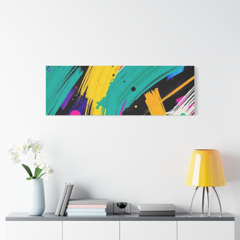 Abstract Neon Brushstroke Canvas Print — Colorful Modern Wall Art