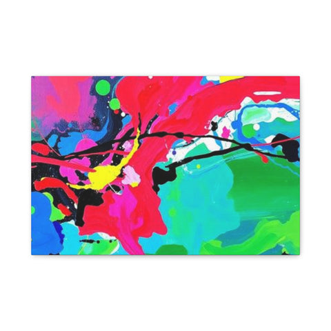 Abstract Neon Splash Matte Canvas Print — Vibrant Colorful Stretched Wall Art