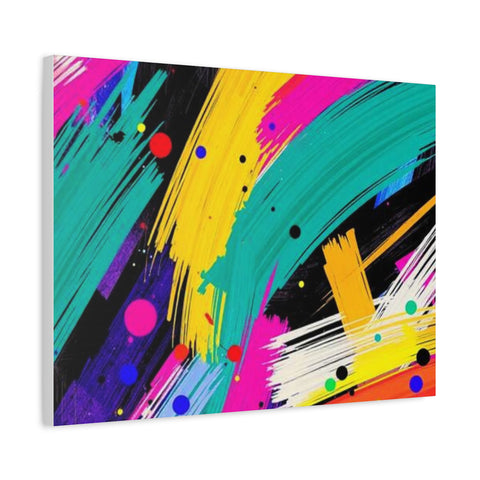 Abstract Neon Brushstroke Canvas Print — Colorful Modern Wall Art
