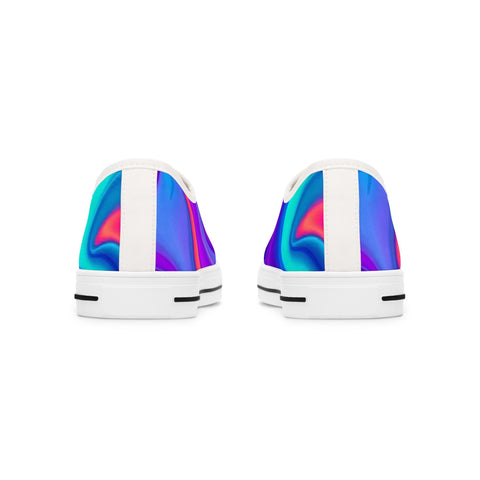 Women's Low Top Sneakers — Iridescent Purple Blue Swirl Casual Canvas Shoes