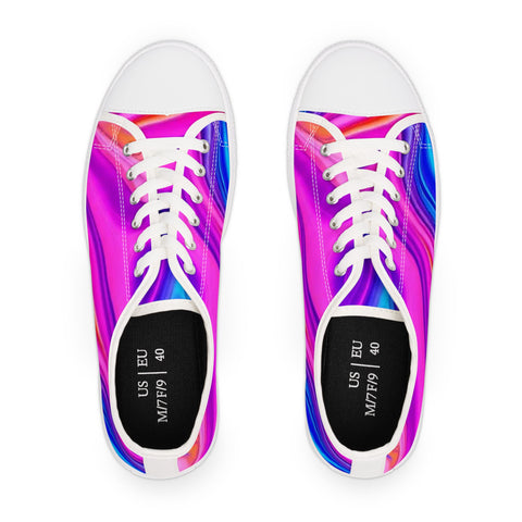 Colorwave Women's Low Top Sneakers — Vibrant Pink & Blue Abstract Print