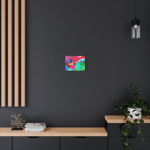 Abstract Neon Splash Matte Canvas Print — Vibrant Colorful Stretched Wall Art