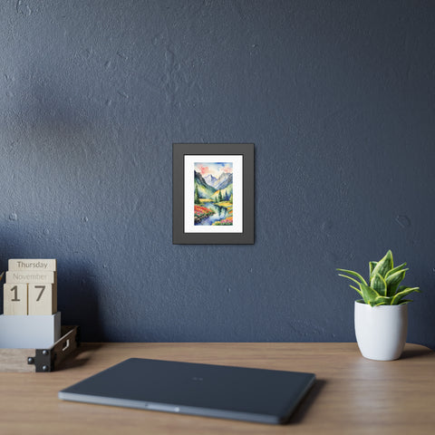 Mountain Meadow Watercolor Framed Poster