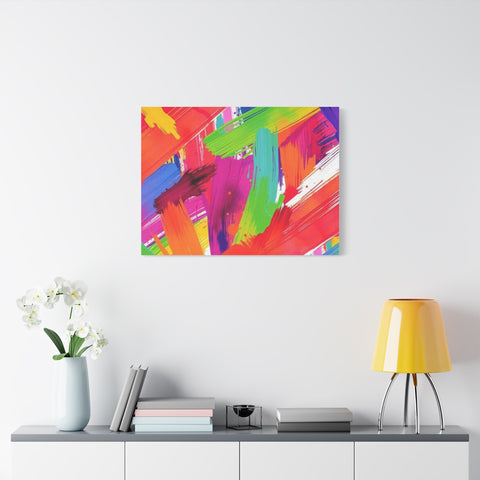 Abstract Rainbow Brushstrokes Matte Canvas Wall Art — Vibrant Stretched 1.25"