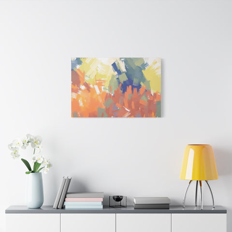 Abstract Colorful Brushstroke Matte Canvas Wall Art – Vibrant Orange & Green Stretched Print