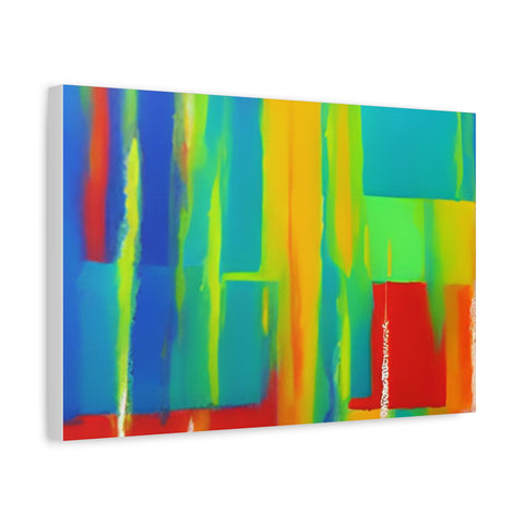 Abstract Rainbow Blocks Matte Canvas Print