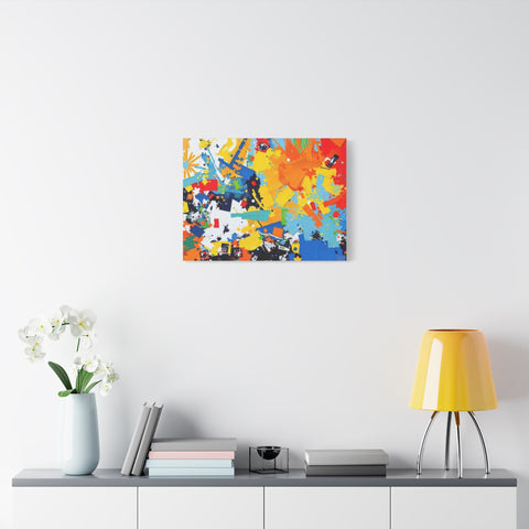 Abstract Splash Colorful Matte Canvas Wall Art – Vibrant Modern Stretched Print