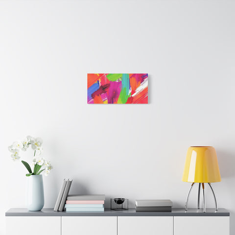 Abstract Rainbow Brushstrokes Matte Canvas Wall Art — Vibrant Stretched 1.25"