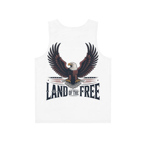Patriotic Eagle Tank Top - "Land of the Free" Men's Sleeveless Shirt