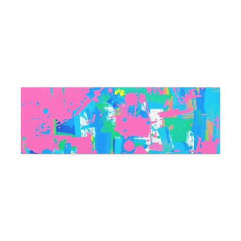 Neon Splash Abstract Canvas Print – Bright Pink & Aqua Modern Wall Art