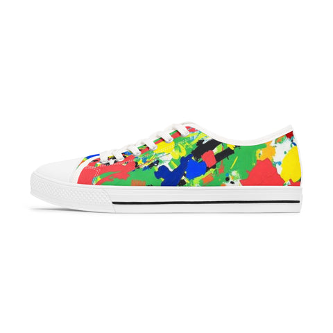 Color Splash Low Top Sneakers — Vibrant Abstract Women's Canvas Shoes