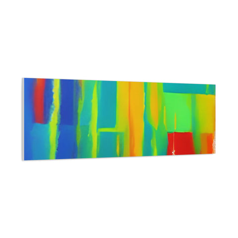 Abstract Rainbow Blocks Matte Canvas Print