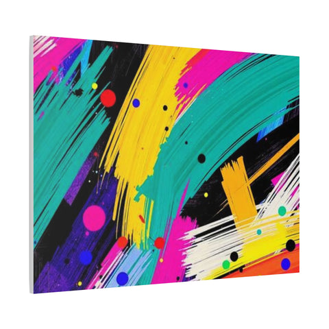 Abstract Neon Brushstroke Canvas Print — Colorful Modern Wall Art