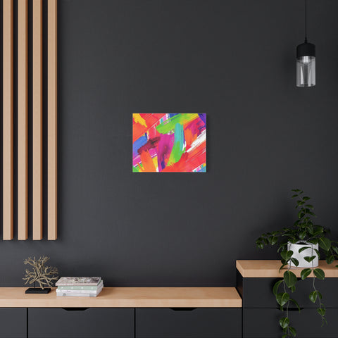 Abstract Rainbow Brushstrokes Matte Canvas Wall Art — Vibrant Stretched 1.25"