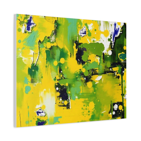 Abstract Green & Yellow Matte Canvas Print – Vibrant Modern Wall Art