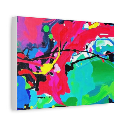 Abstract Neon Splash Matte Canvas Print — Vibrant Colorful Stretched Wall Art
