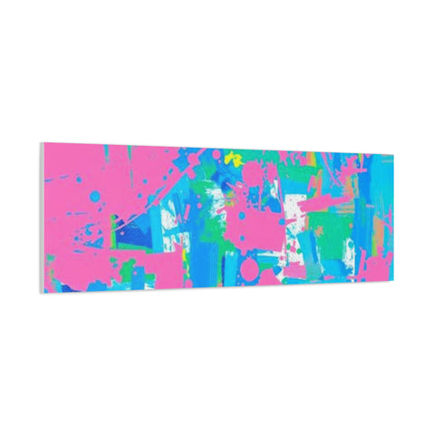 Neon Splash Abstract Canvas Print – Bright Pink & Aqua Modern Wall Art