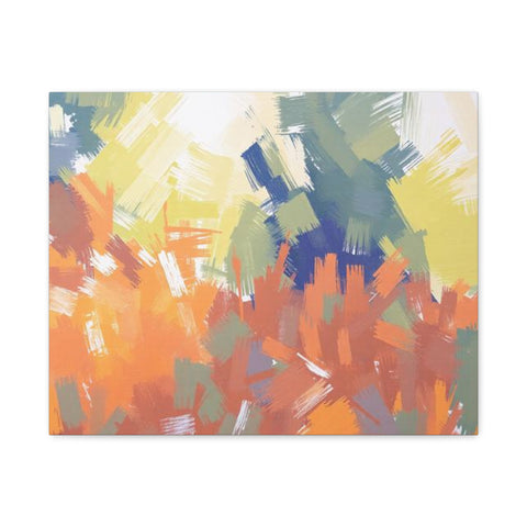 Abstract Colorful Brushstroke Matte Canvas Wall Art – Vibrant Orange & Green Stretched Print