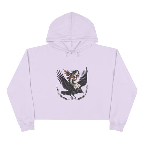 Angel Rider Crop Hoodie — Gothic Winged Angel Graphic Crop Sweatshirt