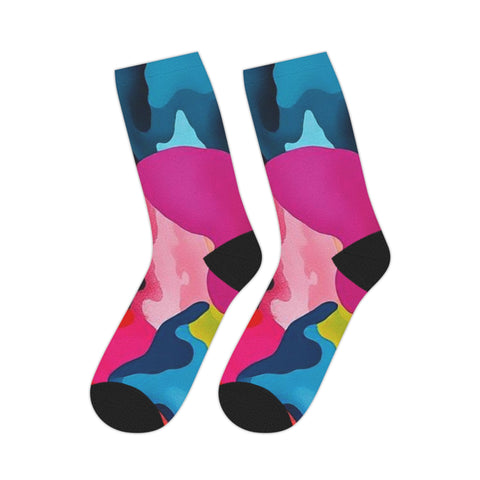 Colorful Abstract Mid-Length Socks — Vibrant Camouflage Pattern