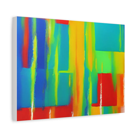 Abstract Rainbow Blocks Matte Canvas Print