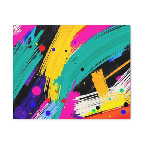 Abstract Neon Brushstroke Canvas Print — Colorful Modern Wall Art