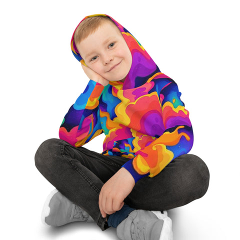 Kids' Psychedelic Cloud Hoodie – Colorful All-Over Print