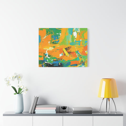 Abstract Orange & Green Canvas Art — Vibrant Modern Wall Decor