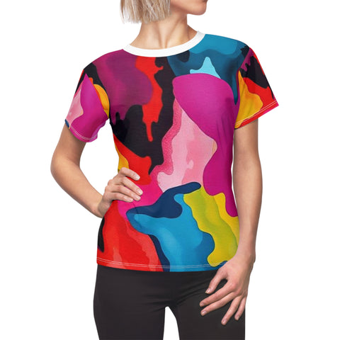 Abstract Color Splash Women's Tee — Vibrant All-Over Print