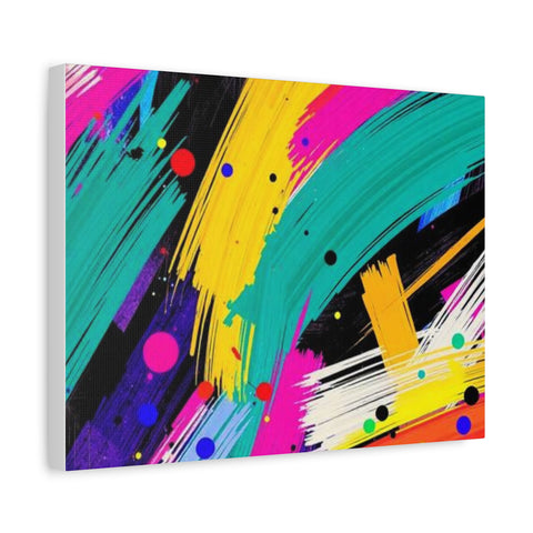 Abstract Neon Brushstroke Canvas Print — Colorful Modern Wall Art