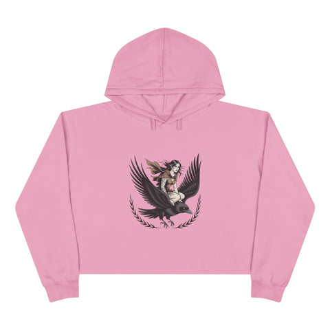 Angel Rider Crop Hoodie — Gothic Winged Angel Graphic Crop Sweatshirt