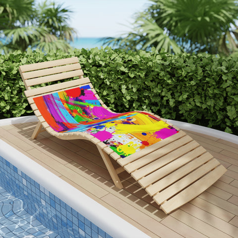 Abstract Neon Paint Brushstroke Beach Towel — Vibrant Color Splash Summer Towel