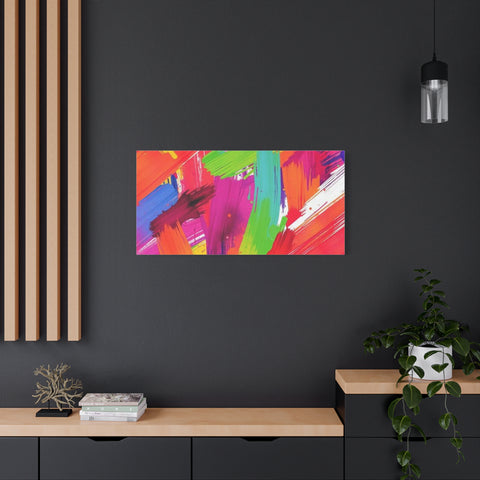 Abstract Rainbow Brushstrokes Matte Canvas Wall Art — Vibrant Stretched 1.25"