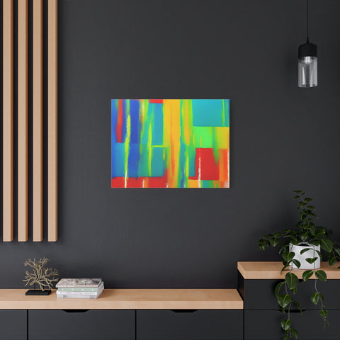 Abstract Rainbow Blocks Matte Canvas Print