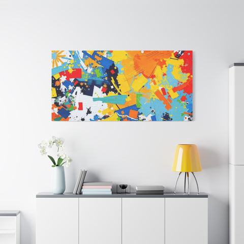 Abstract Splash Colorful Matte Canvas Wall Art – Vibrant Modern Stretched Print