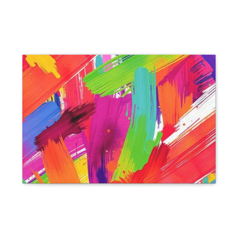 Abstract Rainbow Brushstrokes Matte Canvas Wall Art — Vibrant Stretched 1.25"