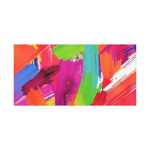 Abstract Rainbow Brushstrokes Matte Canvas Wall Art — Vibrant Stretched 1.25"