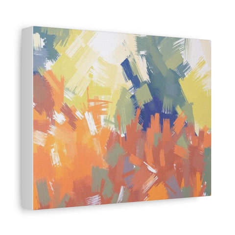 Abstract Colorful Brushstroke Matte Canvas Wall Art – Vibrant Orange & Green Stretched Print