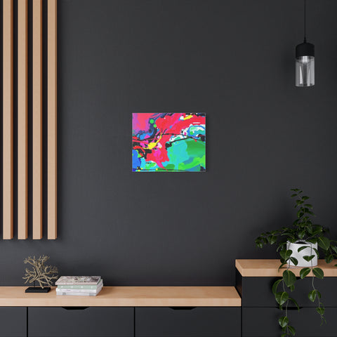 Abstract Neon Splash Matte Canvas Print — Vibrant Colorful Stretched Wall Art