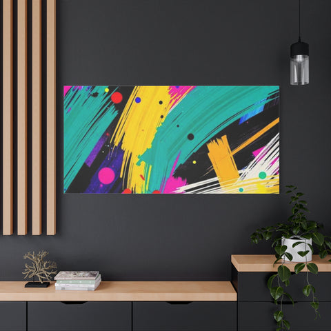 Abstract Neon Brushstroke Canvas Print — Colorful Modern Wall Art
