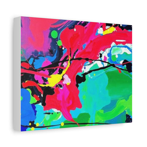 Abstract Neon Splash Matte Canvas Print — Vibrant Colorful Stretched Wall Art