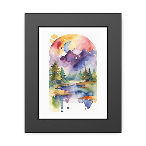 Watercolor Mountain Lake Framed Poster