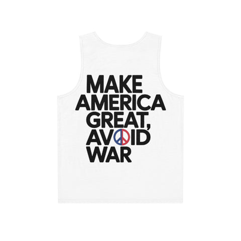 Make America Great Avoid War Tank Top — Peace Symbol Political Statement Tee