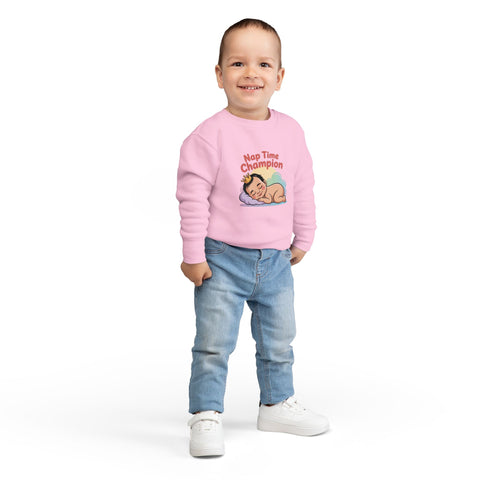 Nap Time Champion Toddler Sweatshirt — Cute Sleeping Baby Graphic