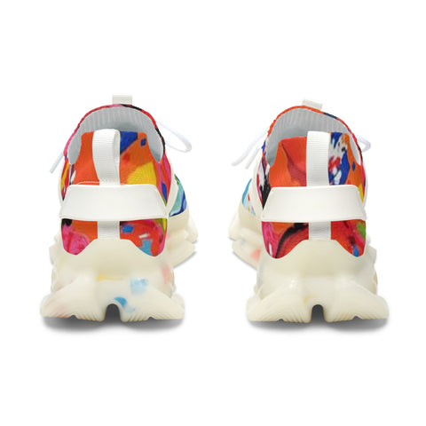 Colorful Abstract Mesh Sneakers — Women's Lightweight Breathable Athletic Shoes