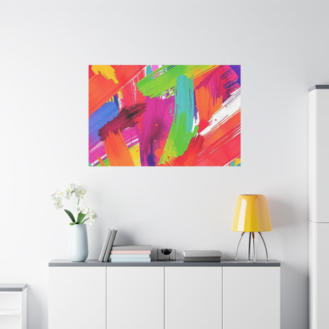 Abstract Rainbow Brushstrokes Matte Canvas Wall Art — Vibrant Stretched 1.25"