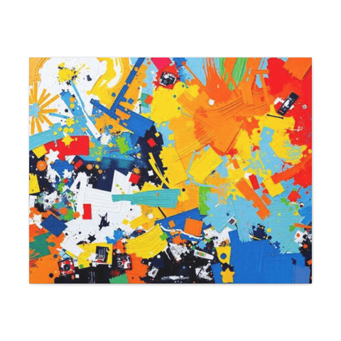 Abstract Splash Colorful Matte Canvas Wall Art – Vibrant Modern Stretched Print