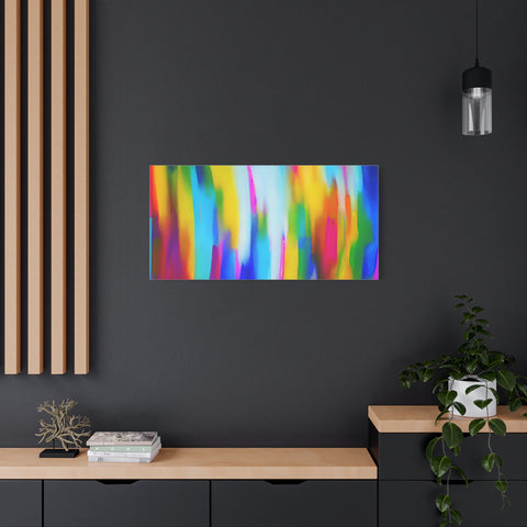 Abstract Rainbow Waves Matte Canvas Print — Vibrant Colorful Wall Art