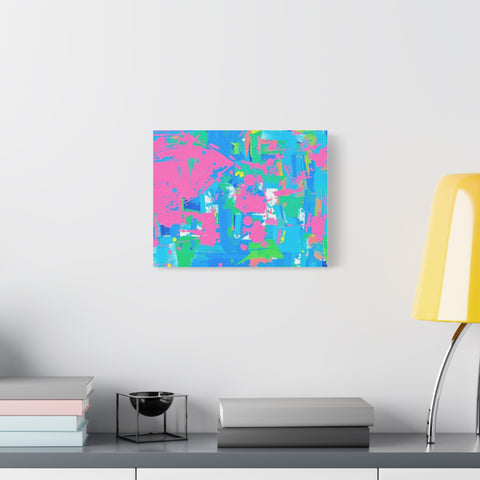 Neon Splash Abstract Canvas Print – Bright Pink & Aqua Modern Wall Art