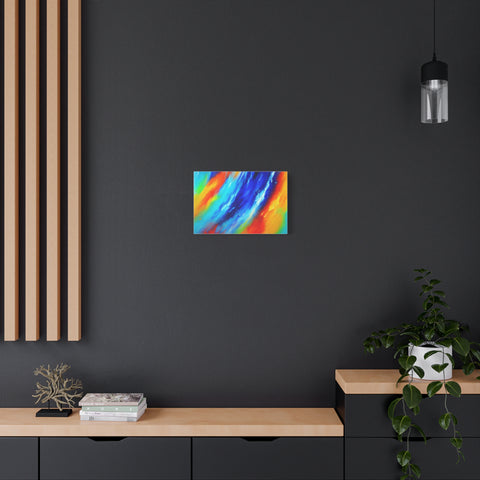 Abstract Rainbow Wave Matte Canvas Print — Vibrant Stretched Wall Art